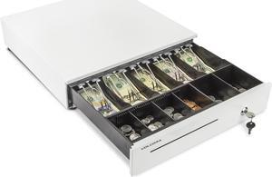 16'' Cash Register Drawer with 5 Bill 6 Coin Cash Tray, White