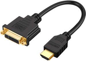 HDMI to DVI Short Cable 0.5ft CableCreation Bi-Directional DVI-I (24+5) Female to HDMI 4K Male Adapter 1080P DVI to HDMI Conveter Compatible with PC TV TV Box PS5 Blue-ray Xbox Switch
