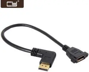 CY DisplayPort Display Port Male to Female 90 Degree Left Down Angled Extension Cable DP-015-LE