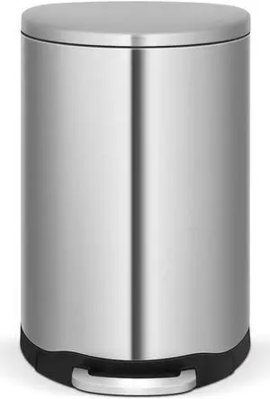 Mega Casa 3.2 Gal./12 Liter Stainless Steel Semi-round Step-on Trash Can for Bathroom and Office