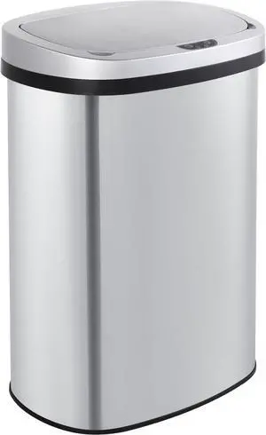 Mega Casa 13 Gallon Stainless Steel Oval Kitchen Motion Sensor Trash Can