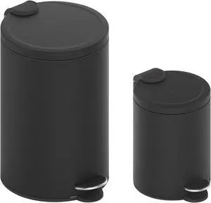 Mega Casa 3.2 Gallon and 0.8 Gallon Stylish Black Step-On Wastebaskets with Lids