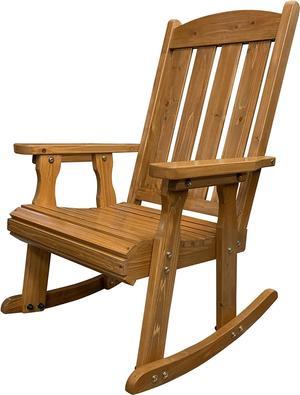 Wooden Rocking Chair Backrest Inclination Heavy Duty 600 LBS Backyard Porch