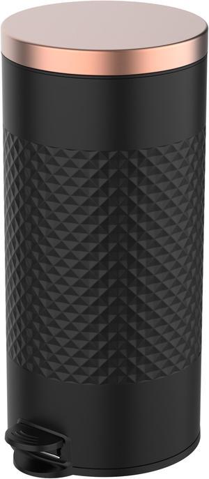 8 Gal./30 Liter Black Color Round Shape Step-on Trash Can with Diamond Body