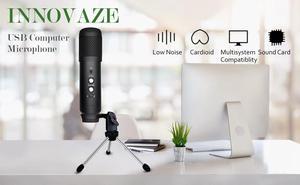 Mega Casa USB Computer Microphone with Cardioid Condenser - Professional Recording Quality, Versatile Compatibility, Customizable Effects, Headphone Option, Ideal for Musicians and Podcasters