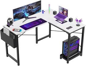 Mega Casa Gaming Desk L-Shaped Black, Premium Materials, Customizable Layout, Elegant Design, Convenient Storage 50.7" L Shaped White
