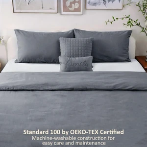 5-Piece Modern Minimalist Duvet Cover Set with Cushions King Size Gray 5-Piece Modern Minimalist Duvet Cover Set with Cushions King Size Gray