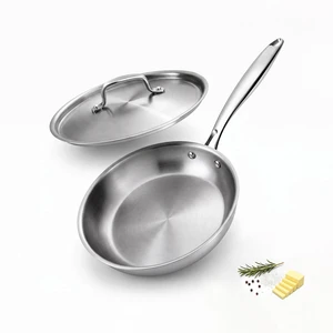 8-Inch Fry Pan with Lid, 18/8 Stainless Steel Skillet, Oven Safe to 450°F, Induction Compatible, Dishwasher Safe 8-Inch Fry Pan with Lid, 18/8 Stainless Steel Skillet, Oven Safe to 450°F, Induction Compatible, Dishwasher Safe