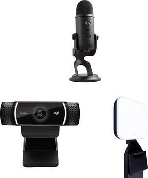Blue Yeti USB Mic for Recording and Streaming on PC and Mac, Blue VO!CE Effects, Logitech C922x Pro Stream Webcam & Logitech Litra Glow Premium LED Streaming Light