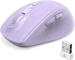 Wireless Bluetooth Mouse, WisFox Silent Mouse Easy-Switch to 3 Devices, Portable Cordless Mice for Laptop Computer PC (Purple)