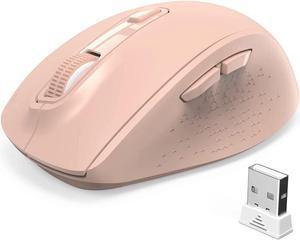 Wireless Bluetooth Mouse, WisFox Silent Mouse Easy-Switch to 3 Devices, Portable Cordless Mice for Laptop Computer PC (Pink)