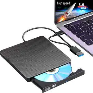 External DVD Drive USB 3.0, Dainty Portable CD DVD Drive Slim DVD/CD ROM , High Speed Data Tranfer for Laptop/MacBook/Desktop/MacOS/Windows10/8/7 External DVD Drive USB 3.0, Dainty Portable CD DVD Drive Slim DVD/CD ROM , High Speed Data Tranfer for Laptop/MacBook/Desktop/MacOS/Windows10/8/7