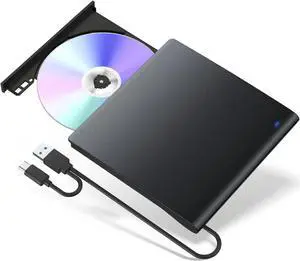 External CD/DVD Drive for Laptop, USB 3.0 Type-C Portable CD/DVD?Optical Drive Player Reader Writer CD Burner, Compatible with Laptop Desktop PC MacBook Mac Windows Linux OS (Jet Black) External CD/DVD Drive for Laptop, USB 3.0 Type-C Portable CD/DVD?Optical Drive Player Reader Writer CD Burner, Compatible with Laptop Desktop PC MacBook Mac Windows Linux OS (Jet Black)