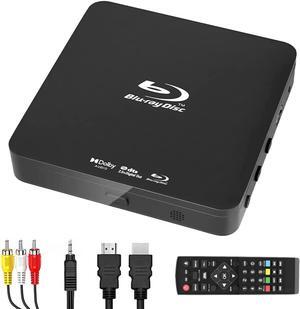 Blu Ray DVD Player, Ultra Mini 1080P Blue Ray Disc Player Home Theater Play All DVDs and Region A 1 Blu-Rays, Support Max 128G USB Flash Drive + HDMI/AV Output + Built-in PAL/NTSC with Cables