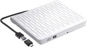 External DVD Drive for Laptop, USB 3.0/ Type C Portable DVD-RW/CD-RW Player, DANGZW Reader Writer Optical Drive CD Burner Compatible for Mac MacBook Pro HP ASUS Lenovo and More PC/Laptops (White) External DVD Drive for Laptop, USB 3.0/ Type C Portable DVD-RW/CD-RW Player, DANGZW Reader Writer Optical Drive CD Burner Compatible for Mac MacBook Pro HP ASUS Lenovo and More PC/Laptops (White)