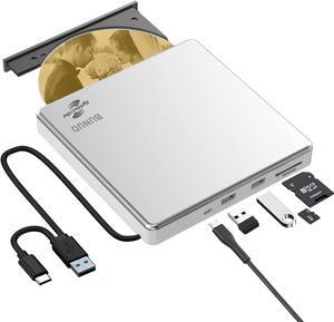 External CD DVD Drive LightScribe CD DVD +/-RW ROM Burner DVD CD Portable Optical Disk Drive Slim Disc Reader DVD Player for Laptop Mac MacBook Windows 11 10 PC Linux OS