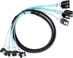 SATA-III Cable:1M 6Pcs/Set 90-Degree SATA Right-Angle Cable Angled to Straight Bundled SAS 6Gbps Data Replacement for Server-Raid SDD HDD CD DVD Drives (3.3FT)