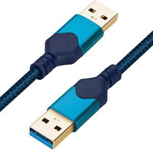 USB 3.0 Male to Male Cable, USB A to USB A High Speed Data Cord Compatible with Hard Disk Drive/Laptop Cooler/Set-top Box/DVD Player/TV/Camera and More (5 FT, Blue)