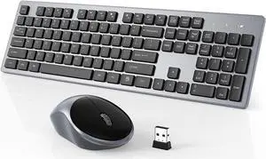 Wireless Keyboard and Mouse, WisFox Full-Size Wireless Mouse and Keyboard Combo, 2.4GHz Silent USB Wireless Keyboard Mouse Combo for PC Desktops Computer, Laptops, Windows (Black and Grey) Wireless Keyboard and Mouse, WisFox Full-Size Wireless Mouse and Keyboard Combo, 2.4GHz Silent USB Wireless Keyboard Mouse Combo for PC Desktops Computer, Laptops, Windows (Black and Grey)
