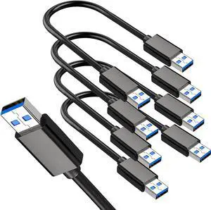 SaiTech IT 4 Pack 20cm Super Speed USB 3.0 Type A Cable Male to Male USB Cord Short Cable for Hard Drive Enclosures, Laptop Cooling Pad, DVD Players- Black SaiTech IT 4 Pack 20cm Super Speed USB 3.0 Type A Cable Male to Male USB Cord Short Cable for Hard Drive Enclosures, Laptop Cooling Pad, DVD Players- Black