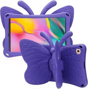 Samsung Galaxy Tab A 10.1 2021 2019 Kids case Cute Butterfly Case with Stand for Kids Light Weight EVA Rugged Shockproof Heavy Duty Kids Friendly Full Cover for Samsung Tab A 10.1 (Purple)