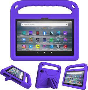 Fire 7 2022 12th Gen Kids case with Handle Stand Amazon Fire 7 EVA Kid-Proof Rugged Shockproof Full Cover Fire 7 Case for Boy Girl Kids (Purple)