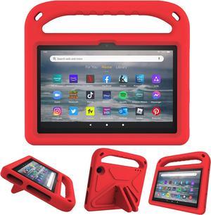 Fire 7 2022 12th Gen Kids case with Handle Stand Amazon Fire 7 EVA Kid-Proof Rugged Shockproof Full Cover Fire 7 Case for Boy Girl Kids (Red)