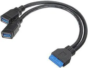 2 Ports USB 3.0 Female to Motherboard 20pin Header Cable for Front Panel 20cm 2 Ports USB 3.0 Female to Motherboard 20pin Header Cable for Front Panel 20cm