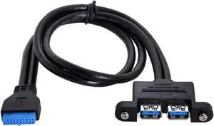 2 Ports USB 3.0 Female to Motherboard 20Pin Male Cable for Front Panel Screw Mount Type 1.64ft 0.5m 2 Ports USB 3.0 Female to Motherboard 20Pin Male Cable for Front Panel Screw Mount Type 1.64ft 0.5m