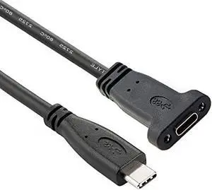 USB-C USB 3.1 Type C Male to Female Data Extension Cable with Panel Mount Screw Hole