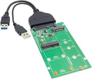 Cablecc USB 3.0 to SATA 22pin 2.5 Hard Disk to 2 in 1 Combo Mini PCI- E 2 Lane M.2 NGFF & mSATA SSD Adapter Converter