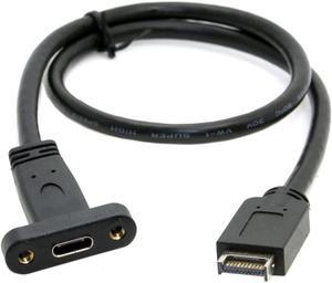 USB 3.1 Type-E Front Panel Header Male to USB-C Type-C Female Extension Cable with Panel Mount Screw 40cm