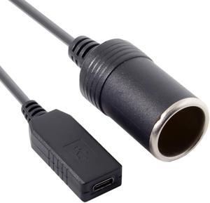 USB 3.1 Type C USB-C to Cigarette Lighter Plug Receptacle Cable 20V 65W Auto Interior Accessories