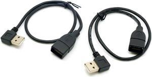 USB 2.0 Type-A Extension Cable 90 Degree Angled USB 2.0 Male to Female Extension Cable 40cm 2PCS/Set