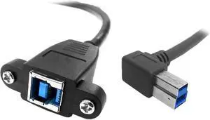 50cm USB 3.0 Back Panel Mount B Type Female to Right Angled 90 Degree B Type Male Extension Cable
