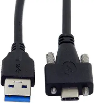 USB Panel Mount Cable USB C to USB Data Cable USB 3.1 Type-C Dual Screw Locking to Standard USB3.0 Data Cable