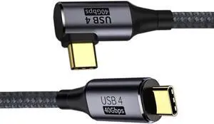 90 Degree Angled USB-C to USB-C USB4 Cable 40Gbps with 100W Charging UHD 8K 5K 4K@60Hz USB4.0 Compatible with Thunderbolt3/4 0.5M