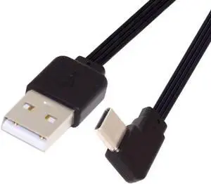 USB 2.0 Type-A Male to USB-C Type-C Male Flat Slim FPC 90 Degree Angled Data Cable for FPV & Disk & Phone 13cm