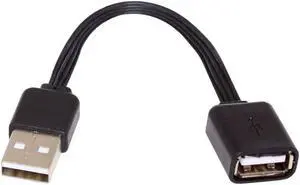 USB 2.0 Short Flat Cable, USB 2.0 Type A Male to Female 4 Wires 5V 2A Charge Data Extension Silicone Cable 4 Wires 30AWG 13cm