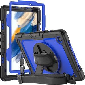 Case for Galaxy Tab A8 10.5 Inch 2022 (SM-X200/X205/X207) | Samsung A8 Tablet Case W/Screen Protector | Rugged Shockproof Cover w/Stand Hand Shoulder Strap for Samsung Galaxy Tab A8 | Blue