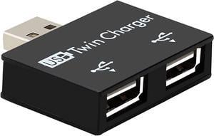 USB Hub Adapter, 2Port Hub Ultra Slim Portable USB Splitter for Surface Pro, Notebook PC, iMac Pro, MacBook Air, Mac Mini/Pro, Laptop, USB Flash Drives,Data and Charging (Black)