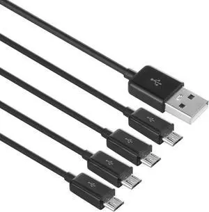Multi Micro USB Charging Cable, 4 in 1 USB 2.0 A Male to 4 Micro USB Male,Micro USB Splitter Cable (Black 0.5M)