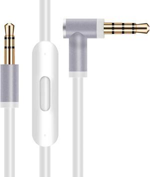 Replacement Audio Cable Cord Wire with inline Microphone and Control  OEM Replacement Leather PouchLeather Bag for Beats by Dr Dre Headphones SoloStudioProDetoxWirelessMixrExecutive White