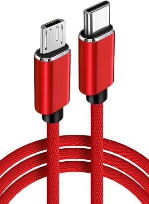 USB c to Micro usb fast charging cable,3.3ft, Type C to Micro USB Charger Braided Cord Support Charge & Sync Compatible with MacBook (Pro),Galaxy S8, S9, S10, Pixel 3 XL, 2 XL, Nexus 6P 5X (red 1m)