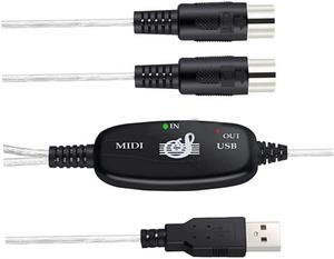 MIDI Cable,USB to MIDI Cable PC to Synthesizer Microphone Keyboard Instrument Converter Adapter for Home Music Studio,Compatible Windows,Vista,Mac