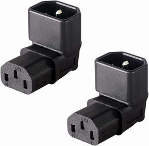 IEC C14 to C13 Power Adapter, for LCD Wall Mount TV ,10A PDU Plug, 90 Degree Down Right Angled ,2Pack