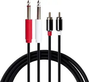 GHWL Dual 1/4 Inch to Dual RCA Audio Cable Male 6.35mm 1/4" Phono Mono to RCA Connector Wire Cord Plug Jack