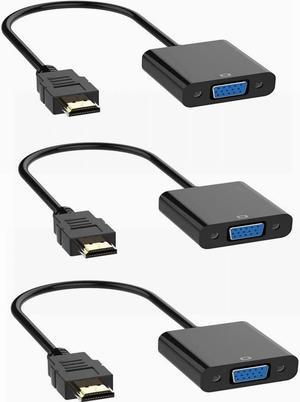 HDMI to VGA Adapter, HDMI Male to VGA Female Connector,Computer Connectors to Monitors Cable,for Computer, Desktop, PC, Monitor, Projector, HDTV, Chromebook, Raspberry Pi, Roku,PS4,Xbox(Black 3pcs)