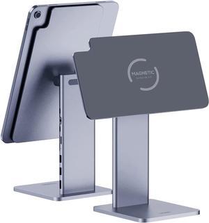 Hagibis Foldable Magnetic iPad Stand with Docking Station, Adjustable Holder with 4K@60Hz HDMI, 60W PD, USB 3.0 and SD/Micro SD Hub for Apple iPad 10th 10.9 (10.9 with Hub)