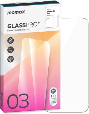 MOMAX Glass Screen Protector for iPhone 14 Pro HD 0.3mm 9H Hardness Scratch Resistant Bubble Free Tempered Glass Film for iPhone 14 Pro